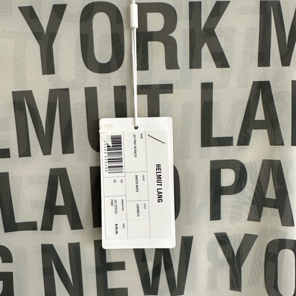 New With Tags Helmut Lang Black Logo Print Long Sleeve Top on Cream - Picture 12 of 14